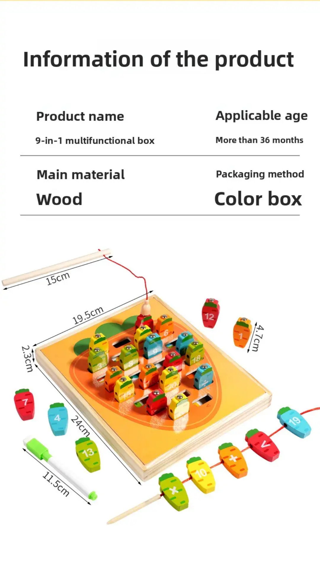 Children's Wooden Drawing Board Nine-In-One Multi-Functional Insect Catching and Fishing Arithmetic Drawing Board Board Game Educational Children's Toys photo 6