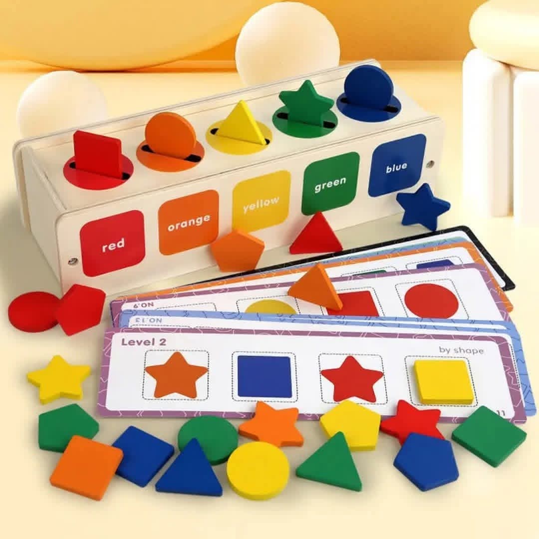 Montessori wooden children's classification shape color cognition matching box learning box teaching aids exercise fine action toys photo 2