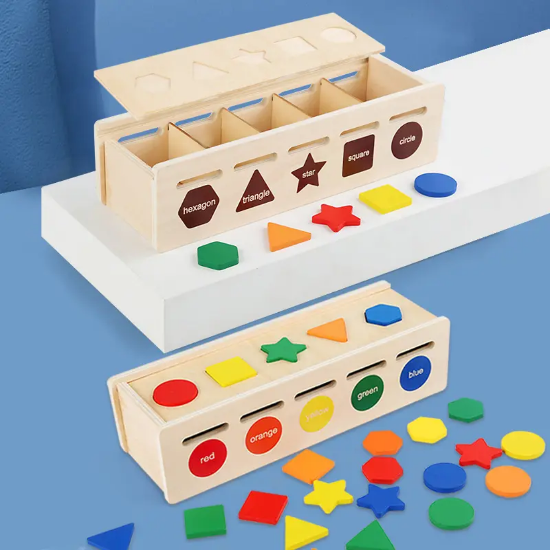 Montessori wooden children's classification shape color cognition matching box learning box teaching aids exercise fine action toys photo 5