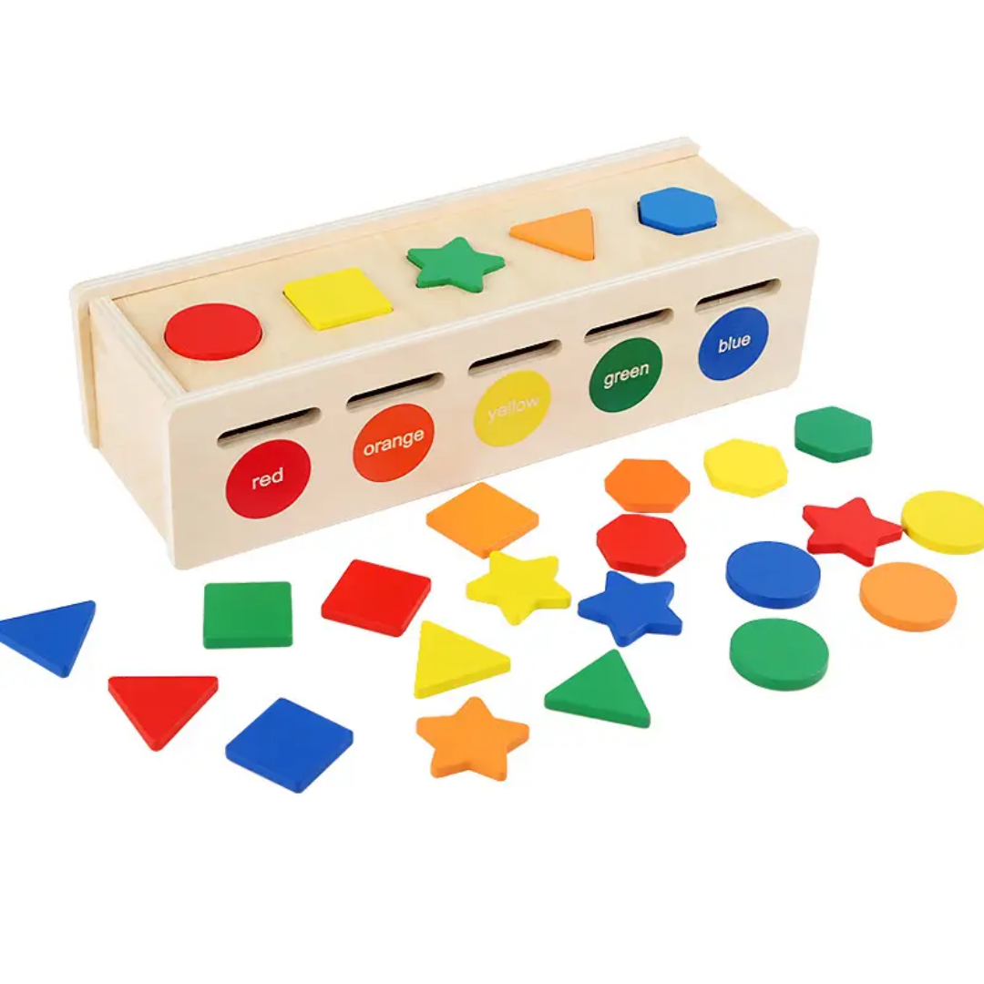 Montessori wooden children's classification shape color cognition matching box learning box teaching aids exercise fine action toys photo 6