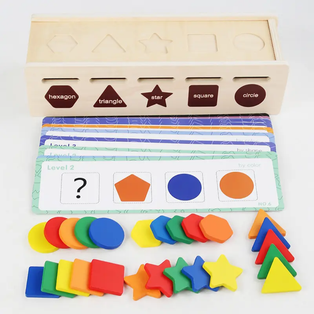 Montessori wooden children's classification shape color cognition matching box learning box teaching aids exercise fine action toys photo 3