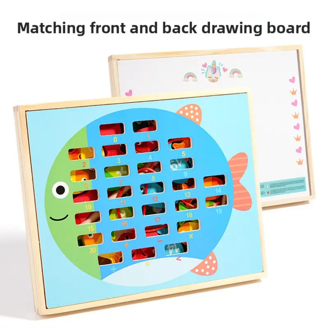 Children's Wooden Drawing Board Nine-In-One Multi-Functional Insect Catching and Fishing Arithmetic Drawing Board Board Game Educational Children's Toys photo 2