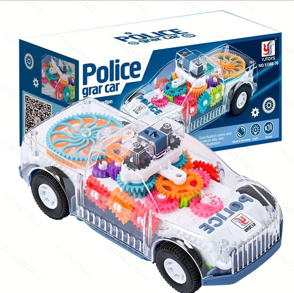 Cross-border transparent gear concept children's electric car trembles with music lights universal toy car for boys and girls