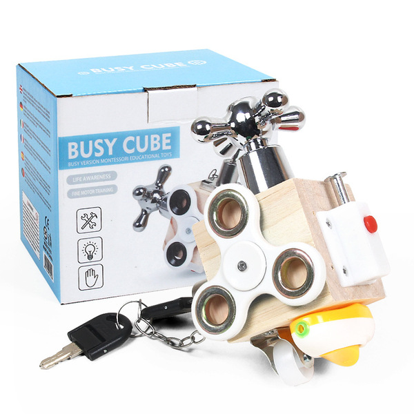 Cross-Border Children's Multi-Faceted Busy Block Montessori Educational Early Education 1-3 Years Old Busy Unlocking Kindergarten Toys