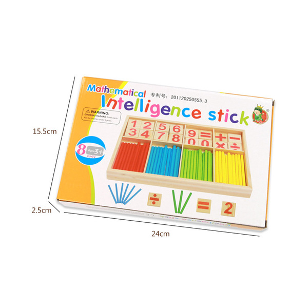 Children's Early Education Number Piece Operation Toy Counting Stick Kindergarten Primary School Students Wooden Learning Box Counting Beads Wooden