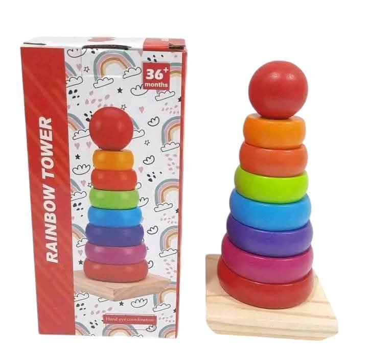 Wooden Rainbow Tower For Kid