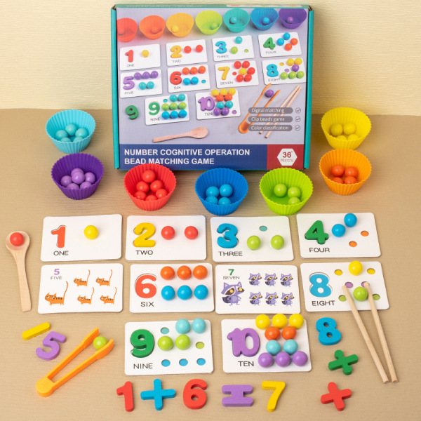 Montessori Math Teaching Aware Baby's Digital Cognition Matching Puzzle Benefitful Intelligence Clip Beads Children's Fine Action Toys