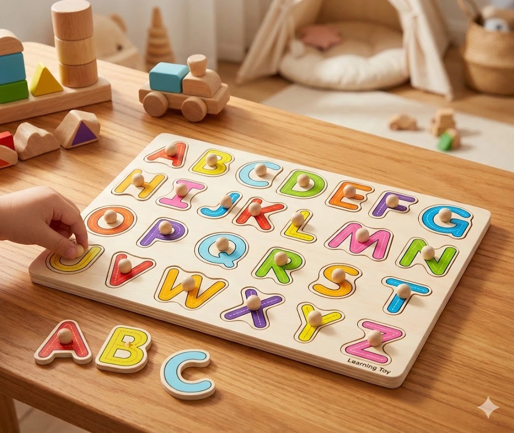 Wooden Alphabet Peg Puzzle