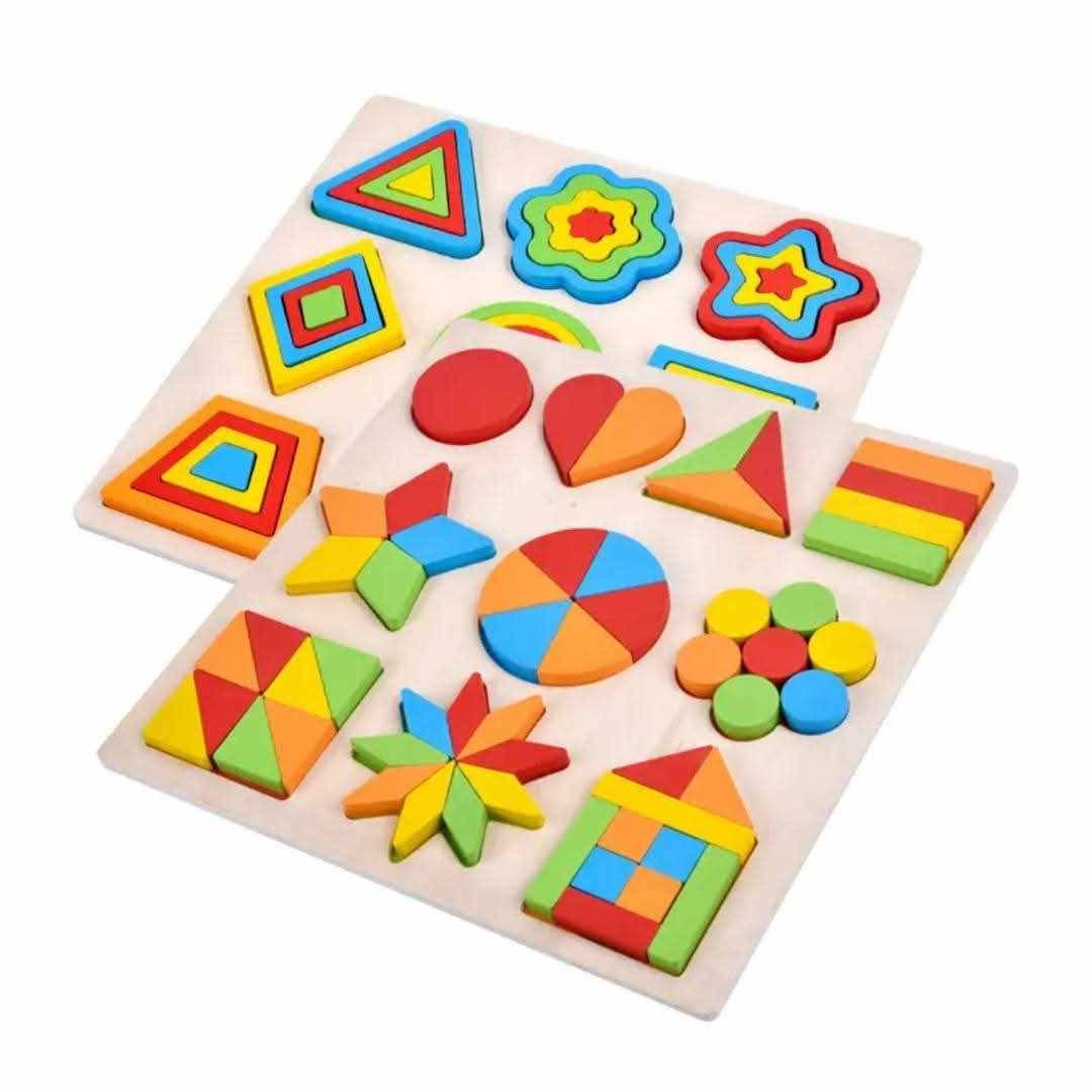 Cross-Border Wooden Montessori Graphic Puzzle Toys for Infants and Young Children, Montessori Educational Early Learning Geometric Shape Matching Puzzle Toys