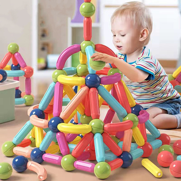 Manufacturer Foreign Trade Supply Magnetic Stick Piece Toy Baby Intelligence Puzzle Children's Educational Building Blocks Assembly Strong Magnetic Magnet Hair