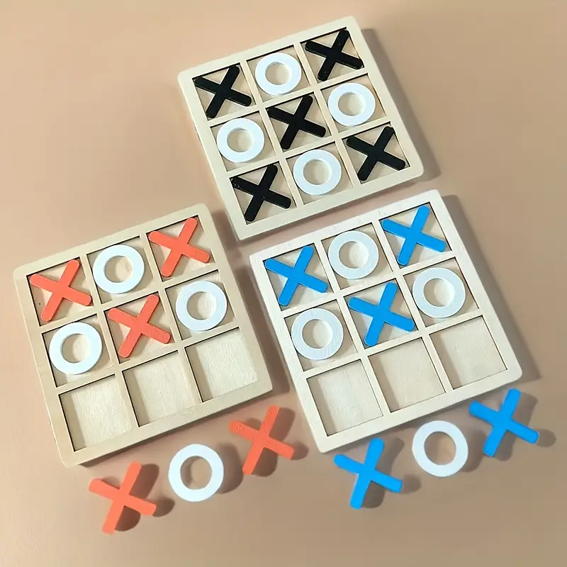 Wooden Xo Tic-Tac-Toe Board Children's Educational Toy Early Education Nine-Grid Board Game Battle Parent-Child Interactive Game Cross-Border