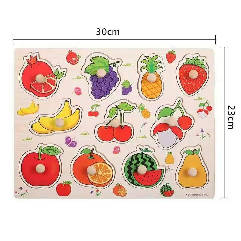 wooden fruit puzzle board